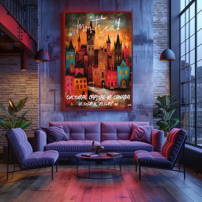 Montreal Night Cityscape – Vibrant Illustrated Poster (Creator Uploaded)