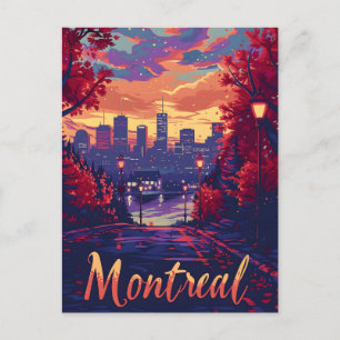 Montreal Nights: City Lights and Purple Clouds Postcard