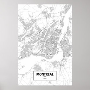 Montreal, Quebec (black on white) Poster