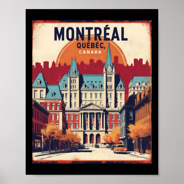 Montreal Quebec Canada 1950s Vintage Travel Touris Poster (Front)