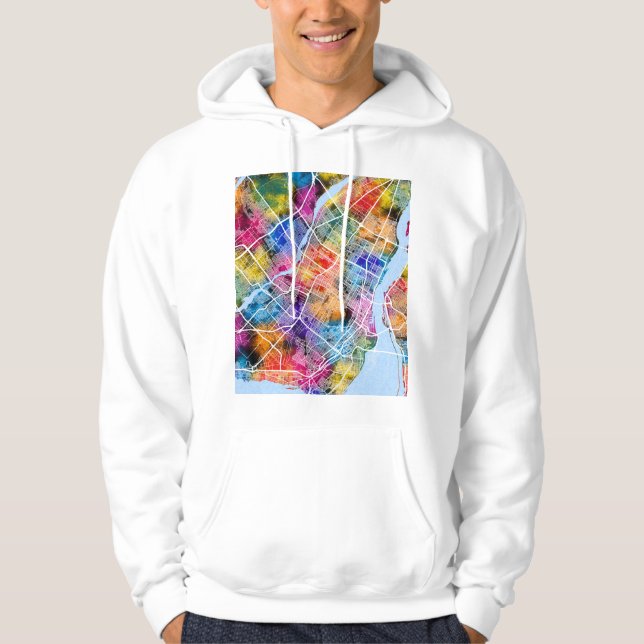 Montreal Quebec Canada City Map Hoodie (Front)