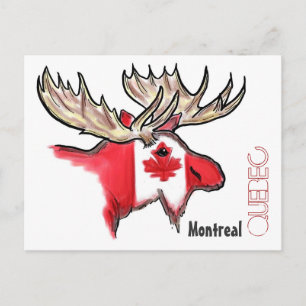 Montreal Quebec Canadian elk art flag postcard