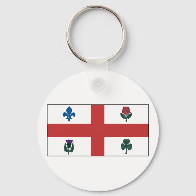 Montreal Quebec Flag Key Ring (Front)