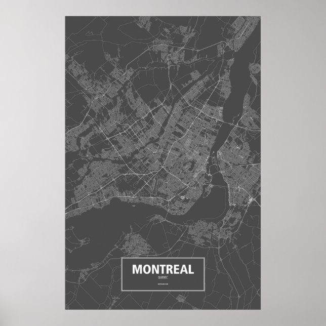Montreal, Quebec (white on black) Poster (Front)