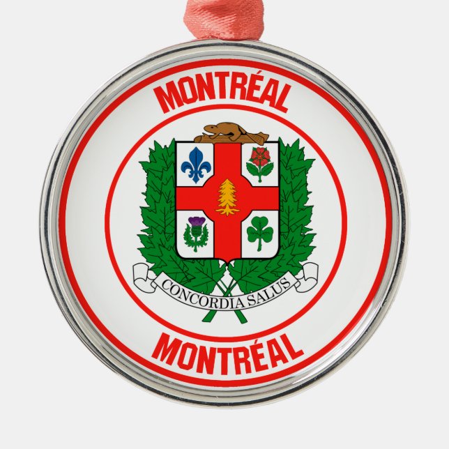 Montreal Round Emblem Metal Tree Decoration (Front)