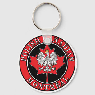 Montreal Round Polish Canadian Leaf Key Ring