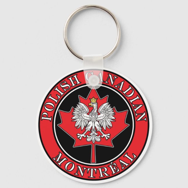 Montreal Round Polish Canadian Leaf Key Ring (Front)