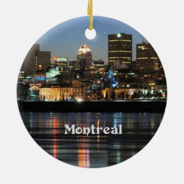 Montreal Skyline Ceramic Tree Decoration (Back)