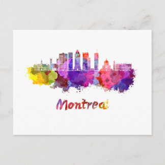 Montreal V2 skyline in watercolor splatters Postcard