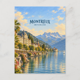 Montreux Painterly Travel Art Postcard