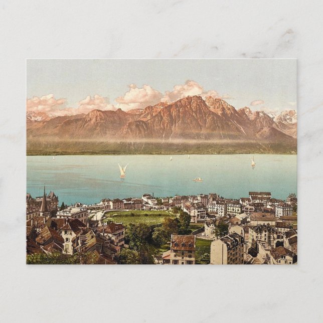Montreux, Savoy Mountains, Geneva Lake, Switzerlan Postcard (Front)