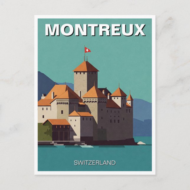 Montreux Switzerland Chateau de Chillon Abstract Postcard (Front)
