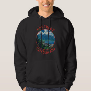 Montreux Switzerland Retro Distressed Circle Hoodie