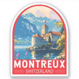 Montreux Switzerland Travel Art Vintage
