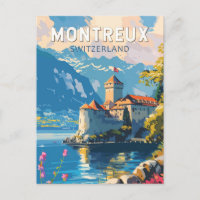 Montreux Switzerland Travel Art Vintage