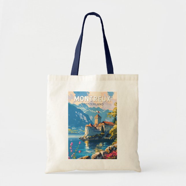 Montreux Switzerland Travel Art Vintage Tote Bag (Front)