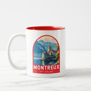 Montreux Switzerland Travel Art Vintage Two-Tone Coffee Mug