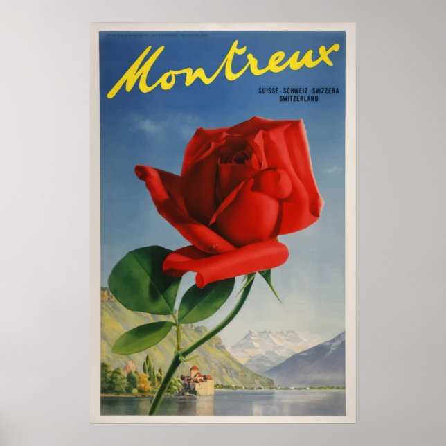 Montreux, Switzerland Vintage Travel Poster (Front)