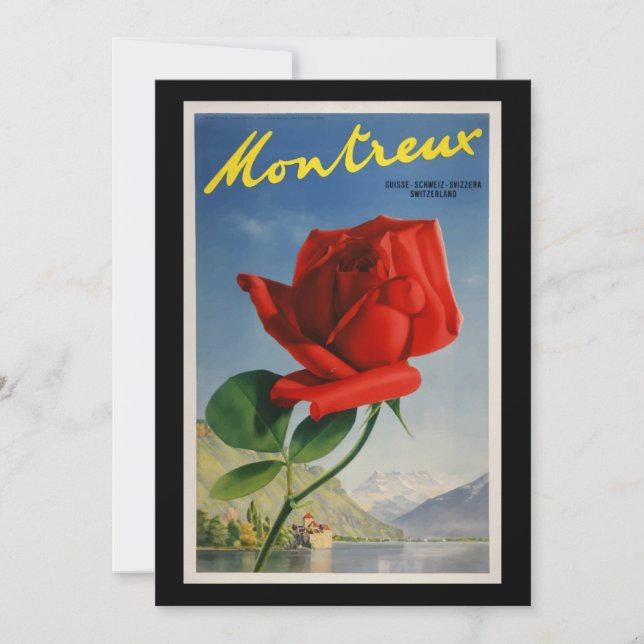 Montreux Switzerland, Vintage Travel Poster, Card (Front)