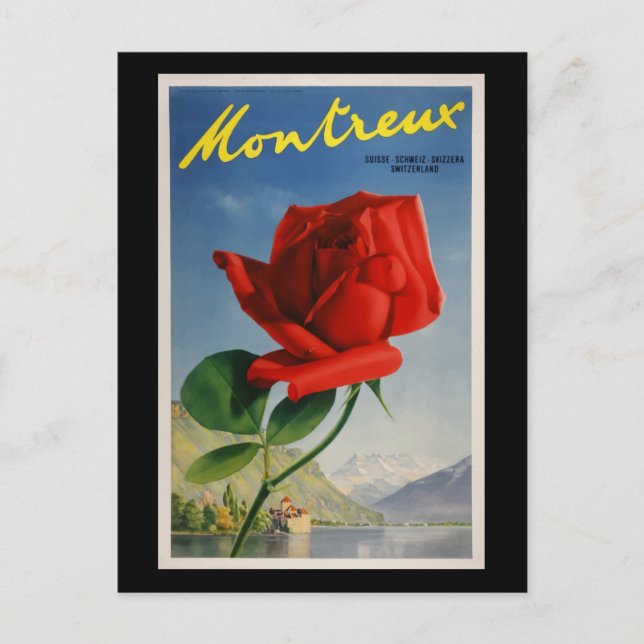 Montreux Switzerland, Vintage Travel Poster, Postcard (Front)