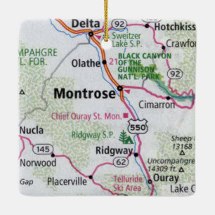 Montrose CO Map Ceramic Ornament