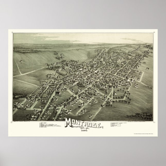 Montrose, PA Panoramic Map - 1890 Poster (Front)