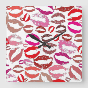 Montse Kisses Kiss MontKISSES by Masanser Pixelat  Square Wall Clock