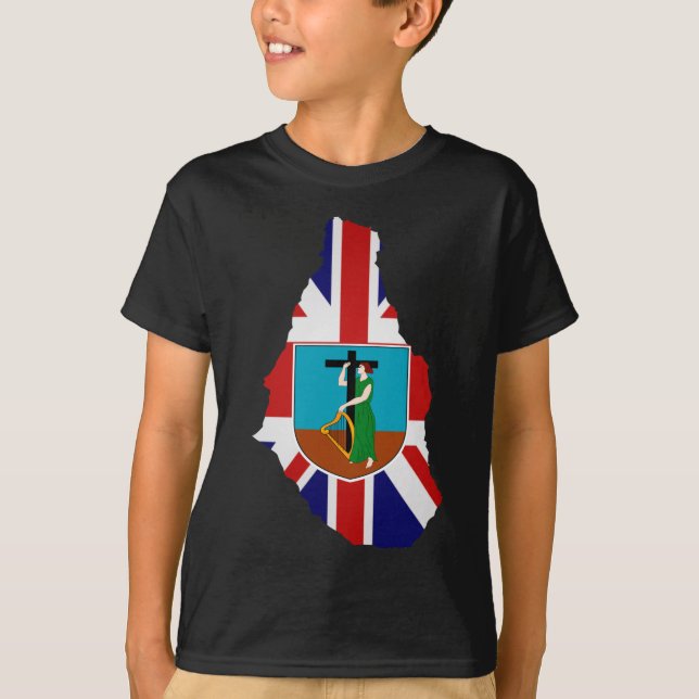 Montserrat flag map T-Shirt (Front)