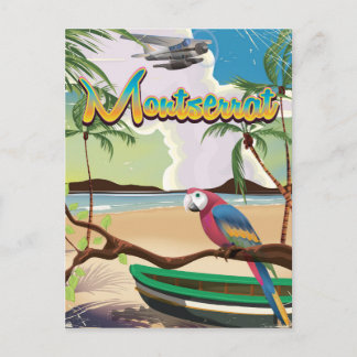 Montserrat island retro travel poster postcard