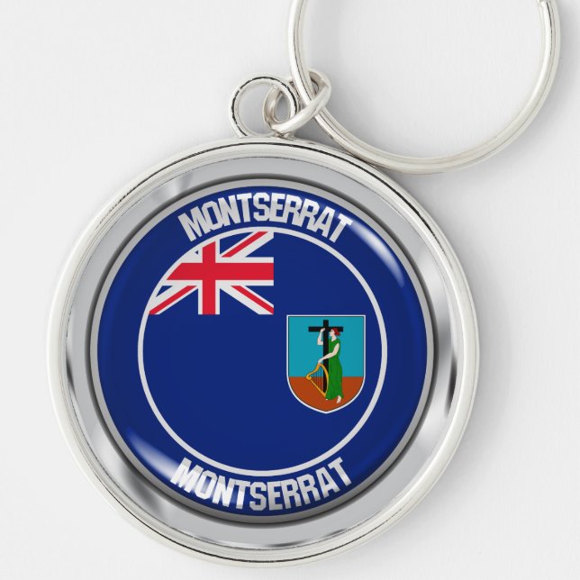 Montserrat Round Emblem Key Ring (Front)