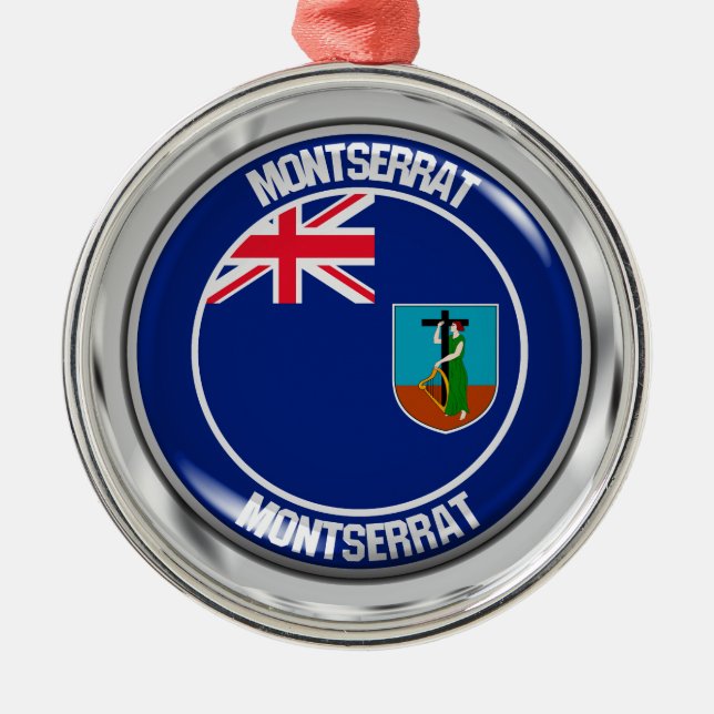 Montserrat Round Emblem Metal Tree Decoration (Front)