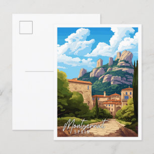 Montserrat Spain vintage travel illustration Postcard