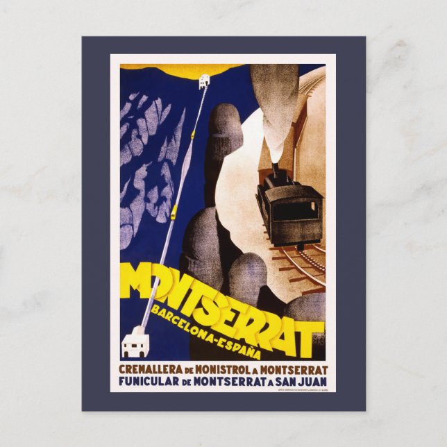 Montserrat, Spain Vintage Travel Poster Postcard (Front)