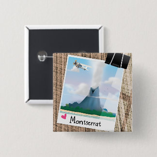 Montserrat Volcano vacation poster. 15 Cm Square Badge