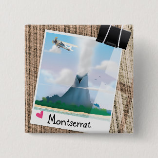 Montserrat Volcano vacation poster. 15 Cm Square Badge