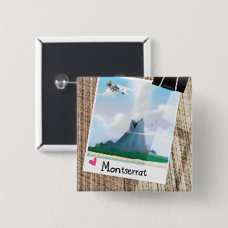 Montserrat Volcano vacation poster. 15 Cm Square Badge