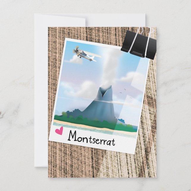 Montserrat Volcano vacation poster. Invitation (Back)