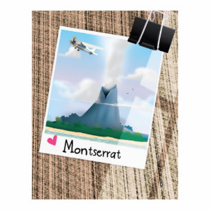 Montserrat Volcano vacation poster. Standing Photo Sculpture