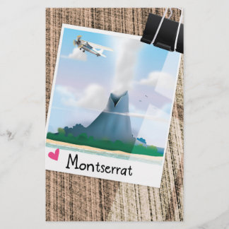 Montserrat Volcano vacation poster. Stationery