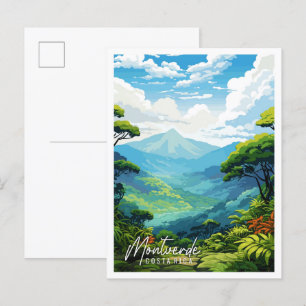 Montverde Costa Rica vintage travel illustration Postcard