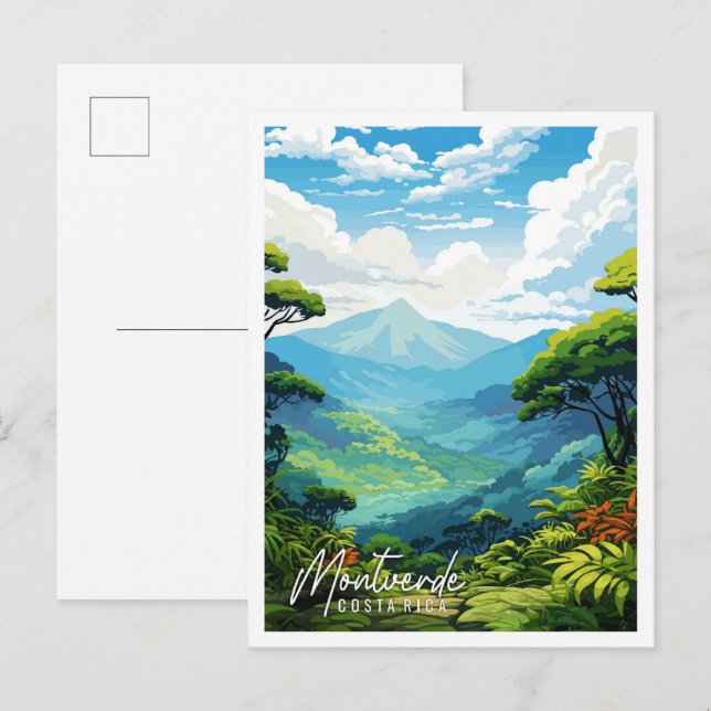 Montverde Costa Rica vintage travel illustration Postcard (Front/Back)