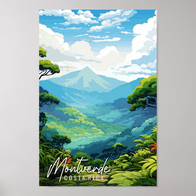 Montverde Costa Rica vintage travel illustration Poster (Front)