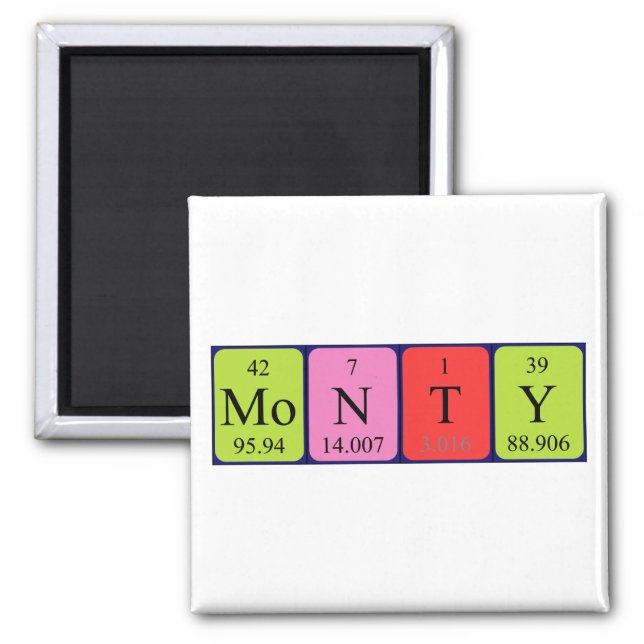 Monty periodic table name magnet (Front)
