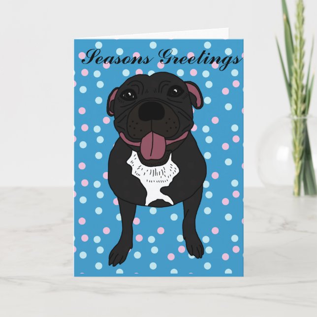 Monty the Staffordshire bull terrier Holiday Card (Front)