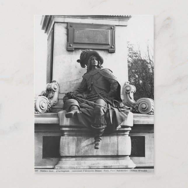 Monument to Alexandre Dumas Pere, d'Artagnan Postcard (Front)