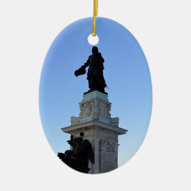 Monument to Samuel De Champlain, Quebec, Canada Ceramic Tree Decoration (Front)