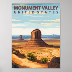 Monument Valley Arizona Utah Vintage Travel Poster