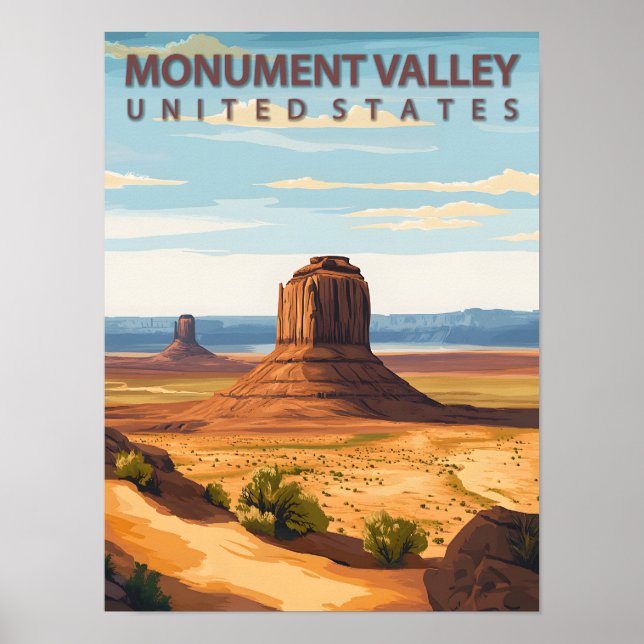 Monument Valley Arizona Utah Vintage Travel Poster (Front)