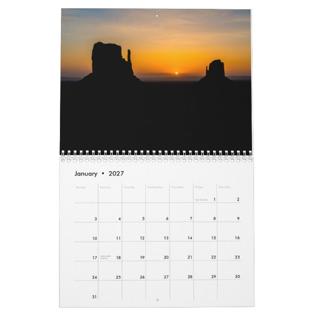 Monument Valley Calendar (Jan 2027)
