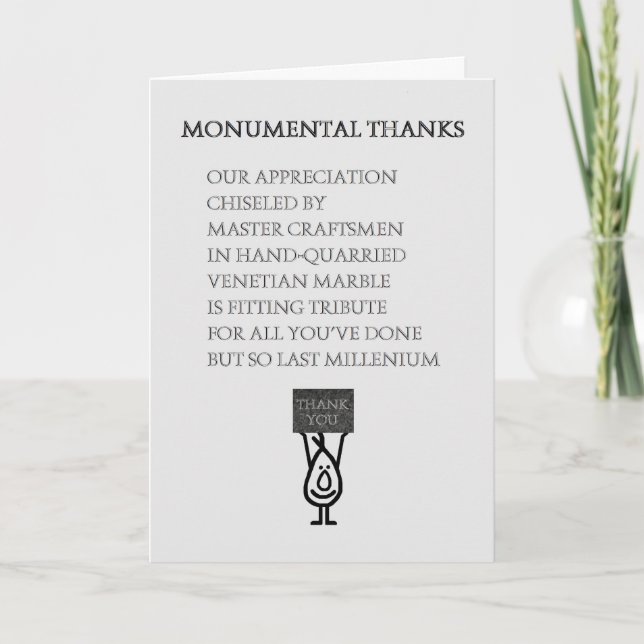 Monumental Thanks - a funny Thank You Poem (Front)